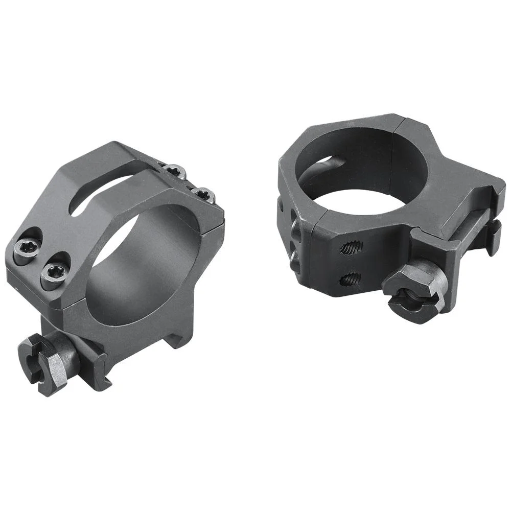 primary-29456 Weaver 4-Hole Tactical Scope Rings pair of matte black rings in angled views with mounting knobs