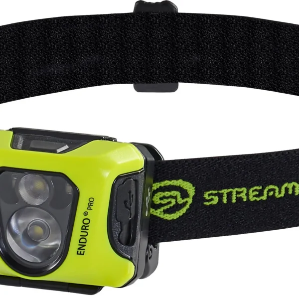 Streamlight Enduro Pro USB Headlamp, yellow and black lamp with adjustable head strap