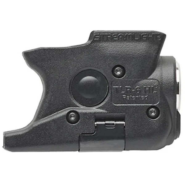 Streamlight TLR-6 HL Weapon Light, black housing in left side view with controls and screws
