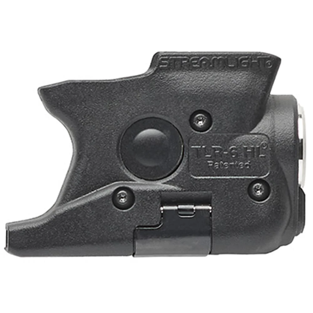 primary-29493 Streamlight TLR-6 HL Weapon Light, black housing in left side view with controls and screws