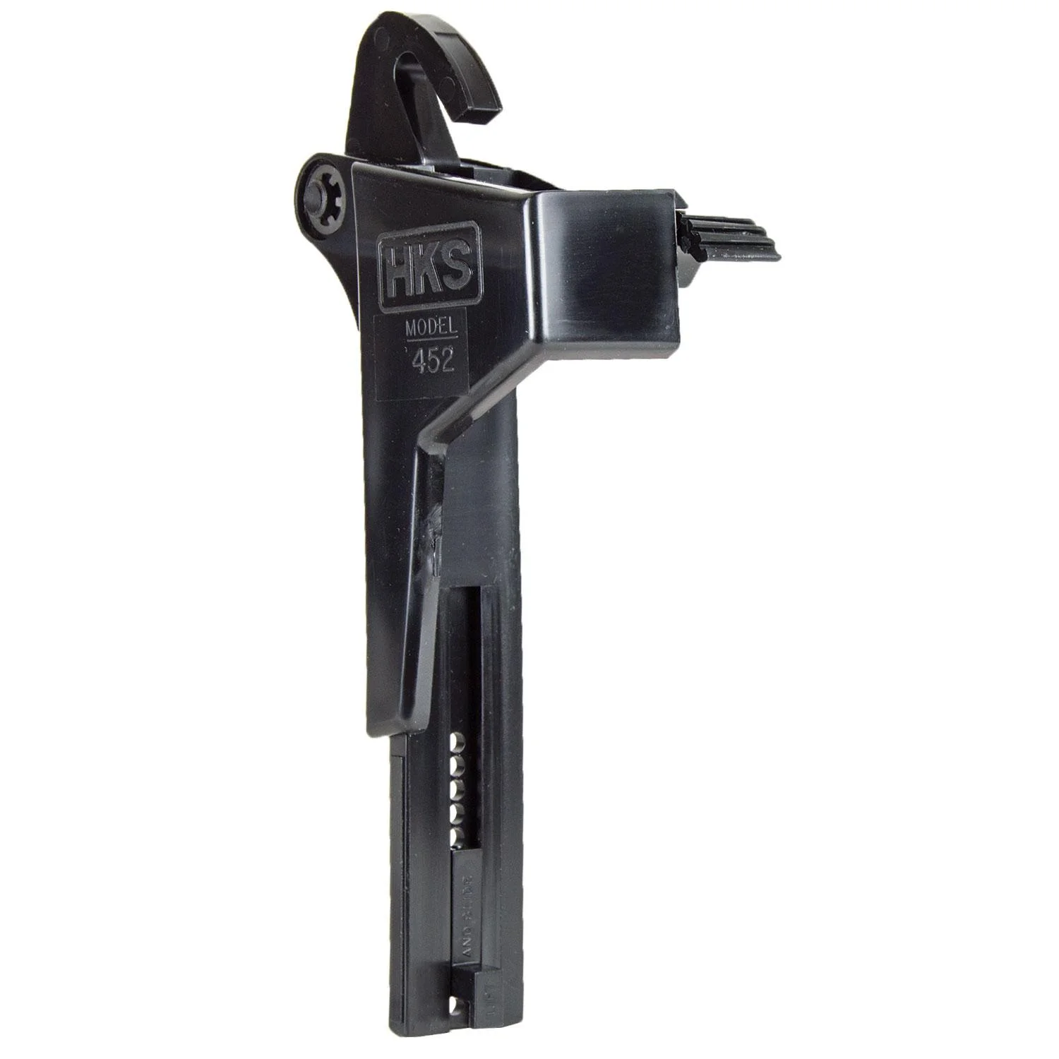primary-29661 HKS Magazine SpeedLoader Para Ordnance Caspian Adjustable, black loader in side view