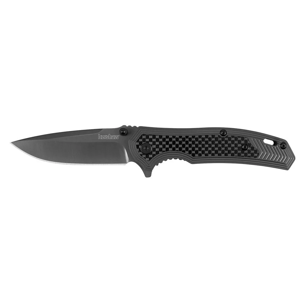 primary-29669 Kershaw Fringe, grey open folding knife with drop-point blade and textured handle, right side