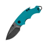 Kershaw Shuffle Folding Knife, teal handle and open blackwashed drop-point blade