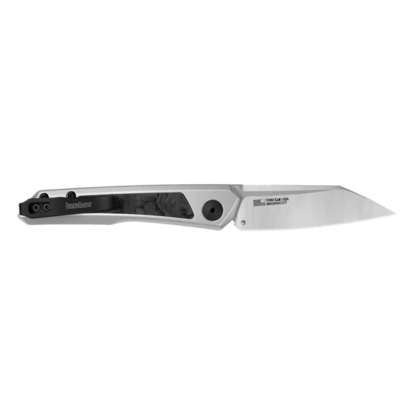 Kershaw Launch 20 folding knife, right-side view with silver blade and black handle