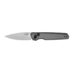 Kershaw Launch 18 Automatic Folding Knife, open side view with grey handle and silver blade