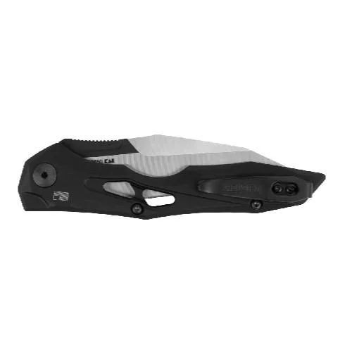 Kershaw Launch 13 Automatic Knife, black folding knife shown closed from the side