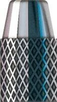 Hornady Lead Pistol Bullets, close-up of silver hollow-point bullet with textured sides