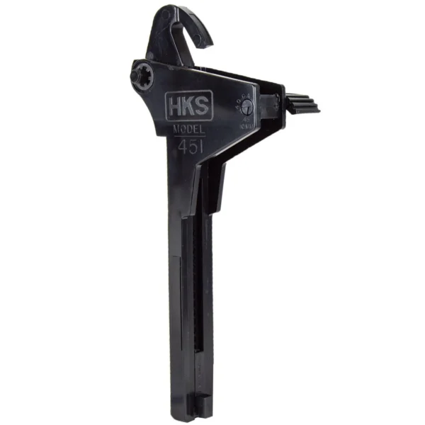 HKS Magazine SpeedLoader Sig P220/Ruger P90, black loader shown upright from the side