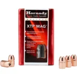 Hornady XTP MAG handgun bullets with red retail box and copper-colored bullets