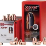 Hornady Handgun Bullets, copper-colored bullets displayed with red XTP boxes