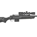 Mossberg MVP 762NATO VRTX rifle, right-side view with black stock, scope and box magazine