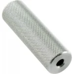Hornady Universal Handle Accessory silver knurled cylindrical handle, angled view