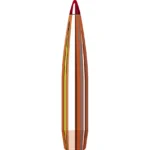 Hornady ELD Match Bullets with Heat Shield, cutaway view with red tip, copper jacket and core
