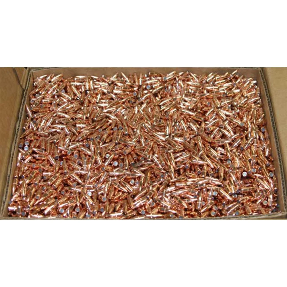 primary-29961 Hornady Traditional / FMJ Rifle Bullets, overhead view of loose copper-colored bullets