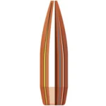 Hornady Match Bullets, copper-coloured cutaway view showing pointed profile and inner core