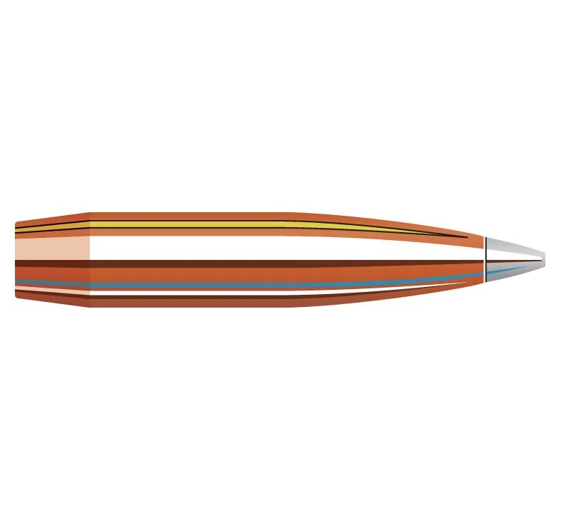 primary-29990 Hornady Aluminum Tip Rifle Bullets A-TIP Match, side cutaway illustration with silver pointed tip
