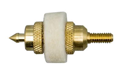 primary-3003 OTIS 12GA PIERCE POINT JAG BRASS side view with pointed tip, threaded end and white patch