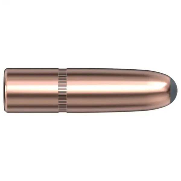 Hornady InterLock Bullets, copper-colored round-nose bullet in side view with grooved band