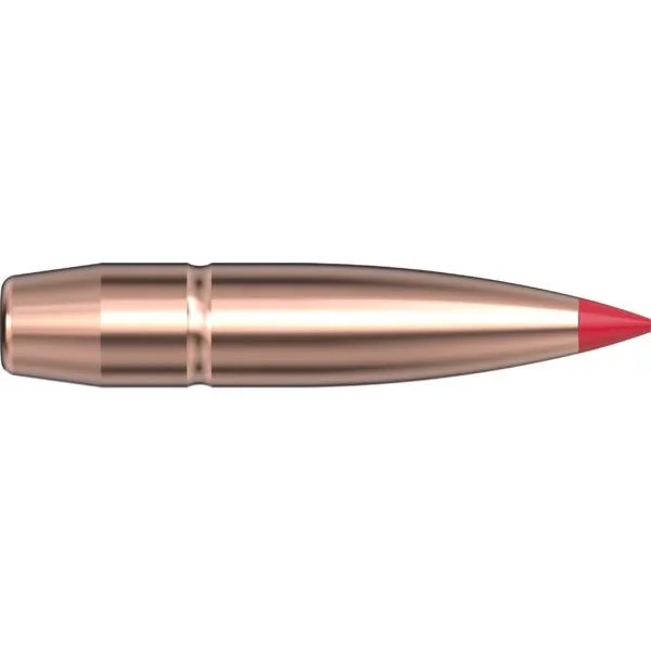 Hornady CX Bullets, copper bullet side view with red polymer tip and grooved body