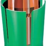 Hornady Sabots with XTP Bullets, copper-colored hollow-point bullet seated in green sabot
