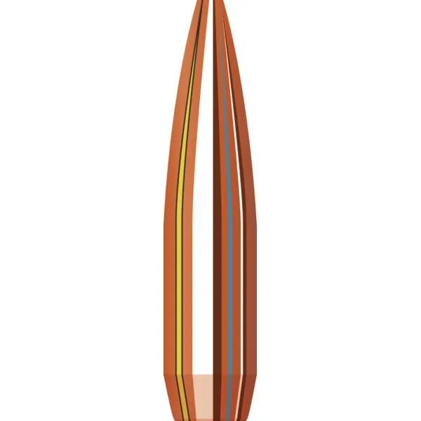 Hornady Match Bullets copper-colored cutaway side view with pointed tip and hollow interior