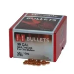 Hornady 6mm Gas Checks copper-colored checks beside a red and grey Hornady box