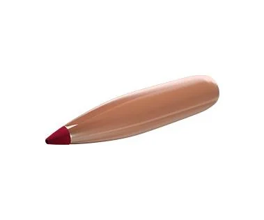 Hornady ELD Match Bullets with Heat Shield, copper-colored side view with red pointed tip
