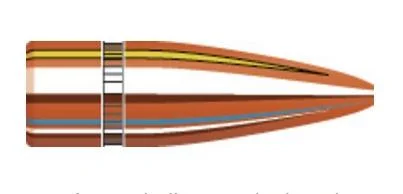 Hornady Traditional FMJ Bullets .30 cal .308-inch 125 gr HP 100/ct, cutaway side illustration