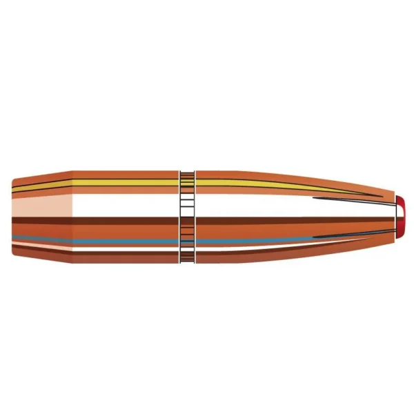 Hornady Sub-X Subsonic Expanding Bullets, side cutaway illustration in copper and red