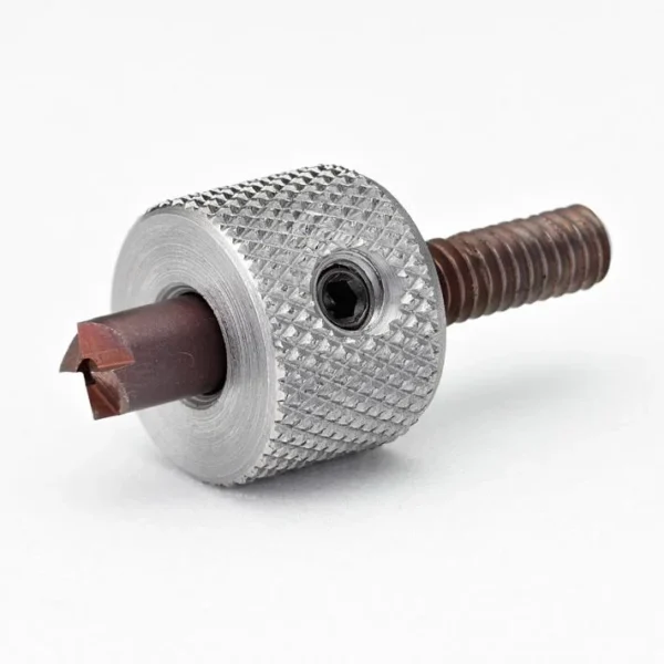 Hornady Primer Pocket Uniformer - Large, silver knurled tool with threaded shaft, angled view