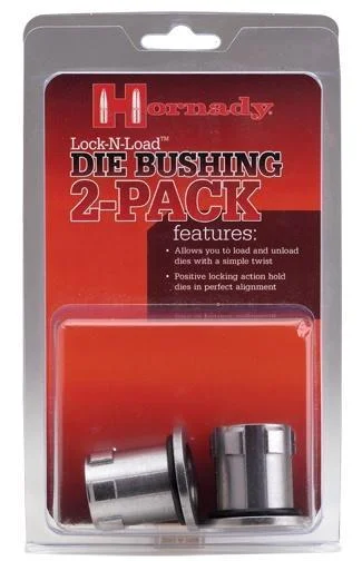 primary-30298 Hornady Lock-N-Load Die Bushing - 2pk (male), two silver bushings in red retail packaging