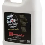 Hornady One Shot Sonic Cleaning Solution, front view of white handled bottle with black label