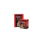 Hornady Unprimed Brass Rifle Cartridge Cases, two red and black retail boxes with cases displayed