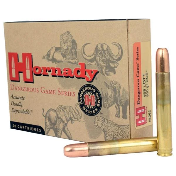 Hornady Mfg Hornady Dangerous Game Rifle Ammunition .458 Lott 500 gr DGS 2300 fps 20/ct