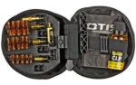 OTIS Shotgun Cleaning Kit in open black zip case with brushes, rods and cleaning components