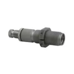 Hornady Seater Die 8.6 Blackout .338, gray metal die in side view with threaded body
