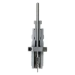 Hornady Custom Grade New Dimension Full Length Sizer silver die shown upright with threaded stem