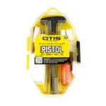 OTIS MULTI CAL PISTOL CLEANING KIT, yellow oval case with tools visible, front view