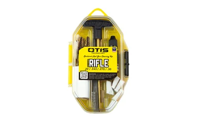 primary-3038 OTIS MULTI CAL RIFLE CLEANING KIT, yellow oval case with tools visible, front view