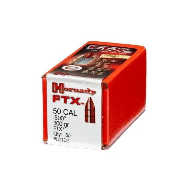 primary-30420 Hornady FTX handgun bullets, red and white retail box shown from the front and side