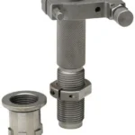 Hornady Quick Change Powder Die, angled view of silver metal die with separate threaded collar