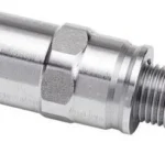 Hornady Standard Lock-N-Load Pistol Metering Insert, silver, angled side view with threaded stem