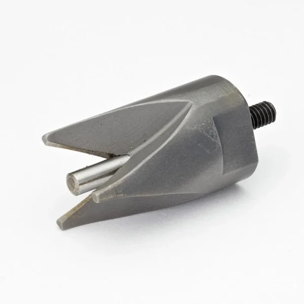 Hornady Lock-N-Load Case Prep Large Caliber Deburr, gray conical tool with forked tip and thread