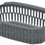 Hornady Lock-N-Load Sonic Cleaner Sonic Basket, angled top view of gray slotted basket with handles