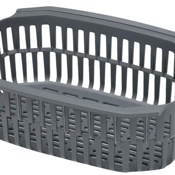 Hornady Lock-N-Load Sonic Cleaner Sonic Basket, angled top view of gray slotted basket with handles