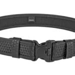 Bianchi Duty Belt, black front view with basketweave finish and buckle