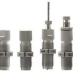 Hornady Custom Grade New Dimension Series V Rifle 4-Die Set, four silver threaded dies