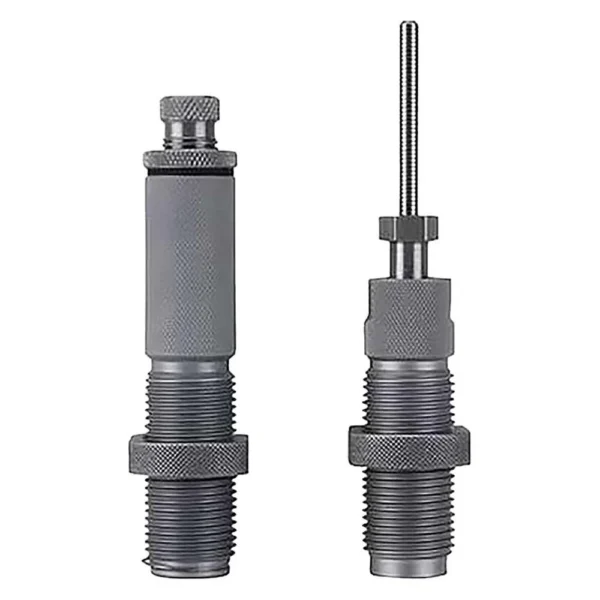 Hornady Custom Grade Series III 2-Die Set, two dark gray metal dies in front view