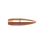 Hornady Interlock Bulk Bullets, copper-colored bullet side view with pointed soft tip and cannelure
