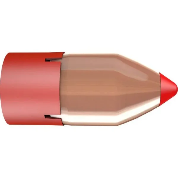 Hornady FTX Bore Driver Rifle Bullets, side cutaway view with copper body and red pointed tip